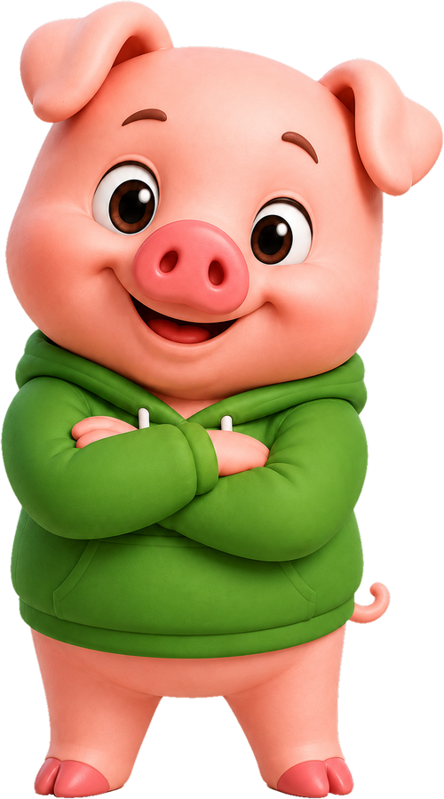Piggy con los brazos cruzados